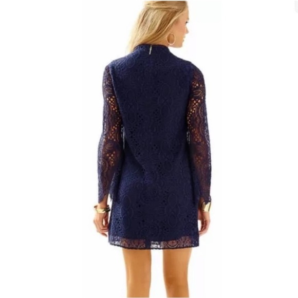 NWT Lilly Pulitzer Felicity Navy Sunburst Lace Dress Size 0 Gorgeous!!! - Picture 4 of 12